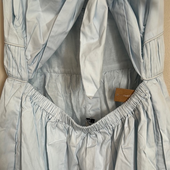 Blue V-Neck Backless Sundress for Cocktail - Picture 4 of 11